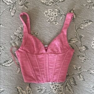 Zara Pink Textured Bustier Crop Top